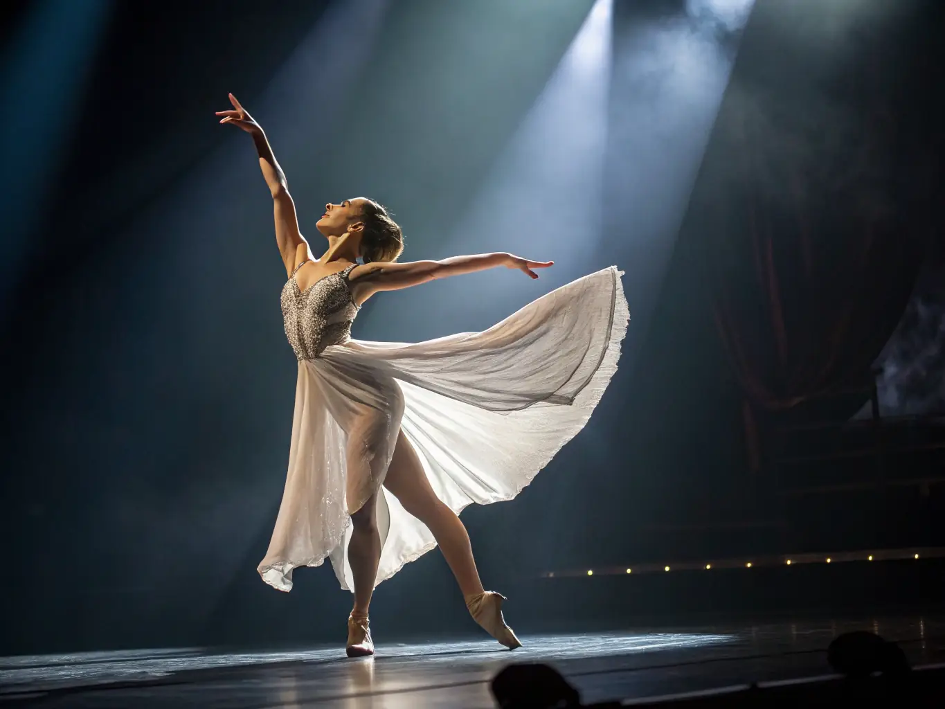 A captivating image of a baton twirler performing a solo routine during a competition, highlighting their skill and grace.